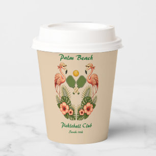 Retro Palm Beach Pickleball Birthday Custom Paper Cups