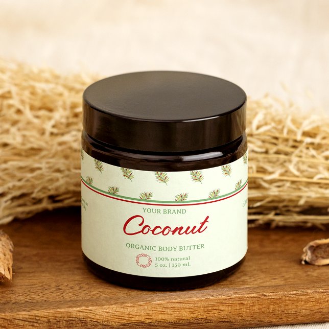 Retro Palm Leaves Cosmetics Jar Wrap-Around Label (Creator Uploaded)