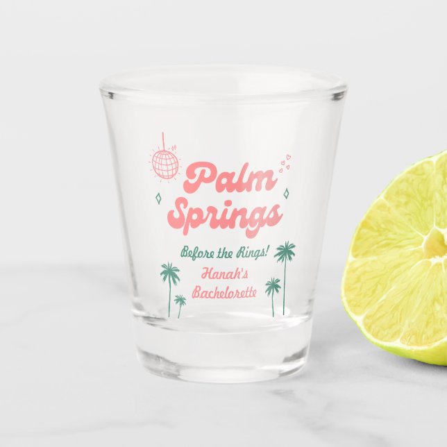 Retro Palm Springs Bachelorette Party Shot Glass (Front)