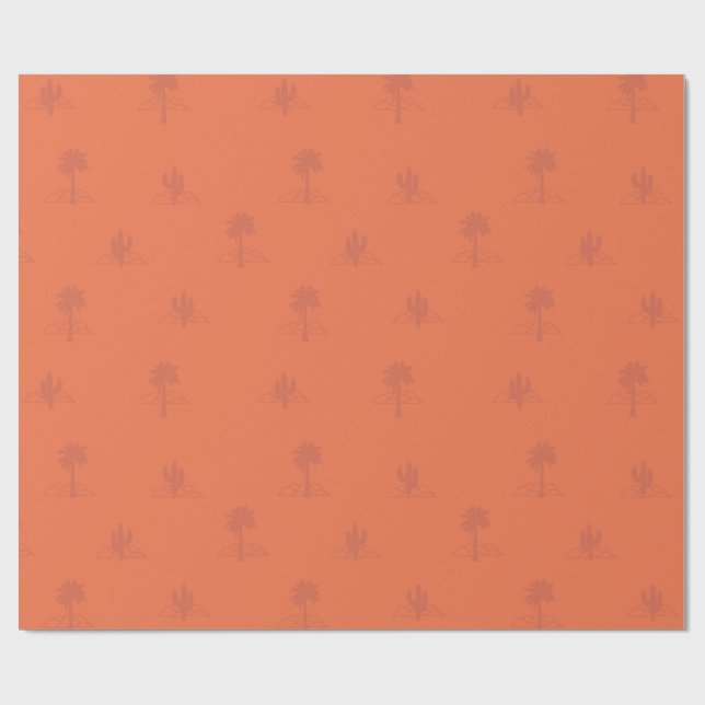 Retro Palm Springs Cactus in Earthy Colours  Wrapping Paper (Flat)