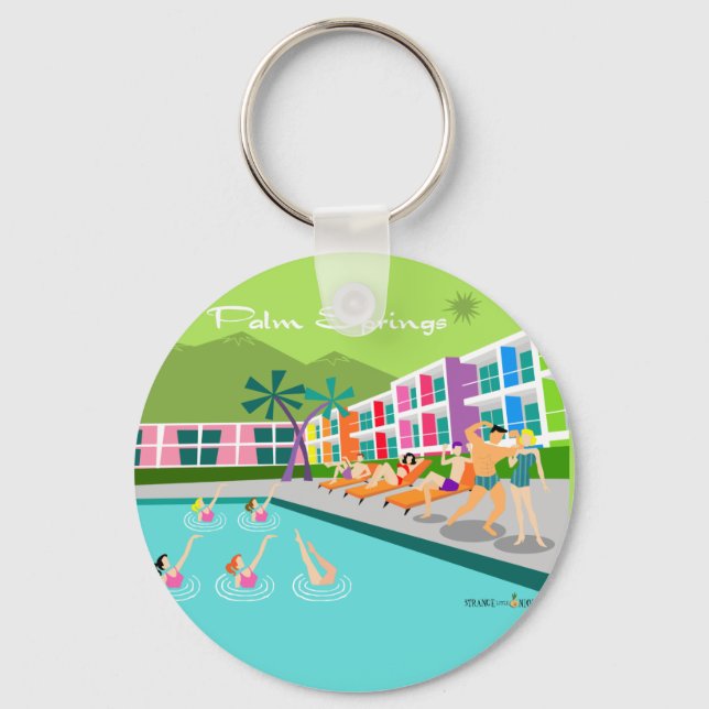 Retro Palm Springs Hotel Keychain (Front)
