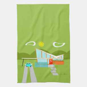 Retro Palm Springs House Kitchen Towel