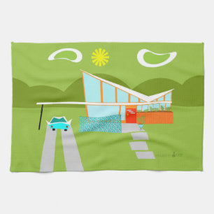 Retro Palm Springs House Kitchen Towel