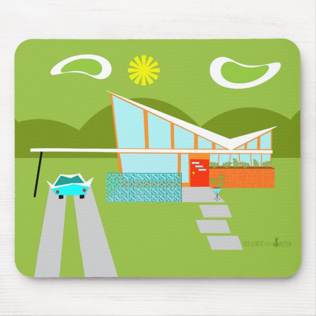Retro Palm Springs House Mousepad (Front)