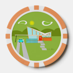 Retro Palm Springs House Poker Chips