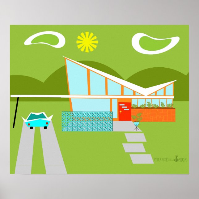 Retro Palm Springs House Poster (Front)