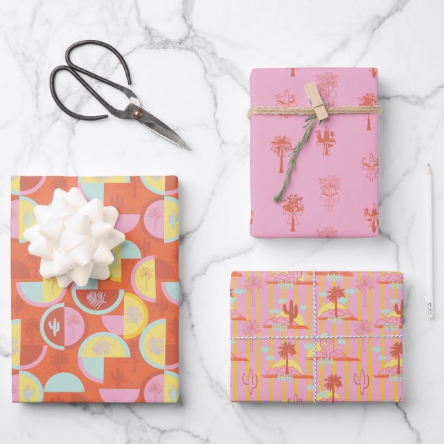 Retro Palm Springs Wrapping Paper Set 1 (Front)