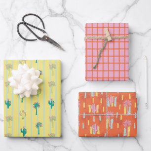 Retro Palm Springs Wrapping Paper Set 4 