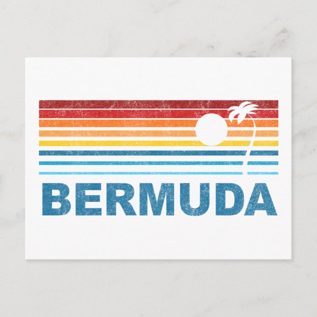 Retro Palm Tree Bermuda Postcard (Front)