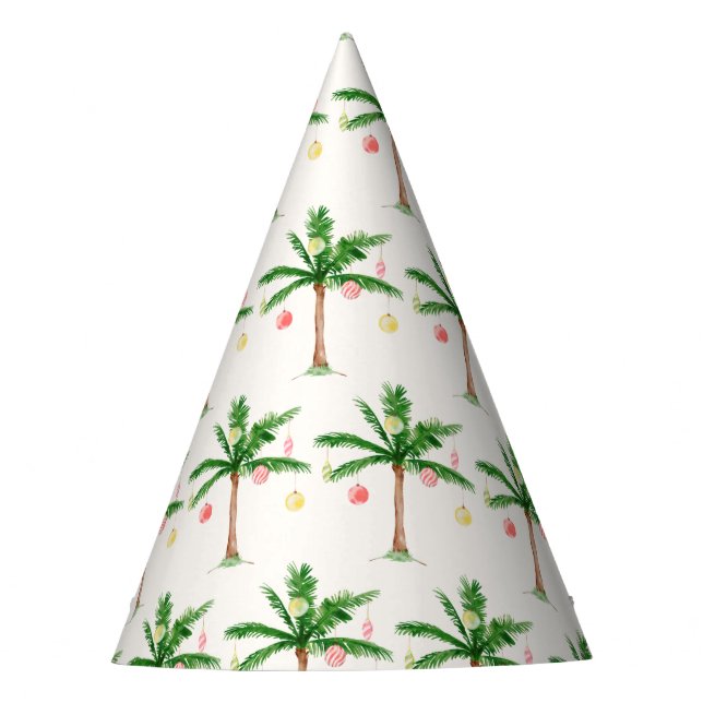 Retro Palm Tree Christmas in July Summer Party Hat (Front)