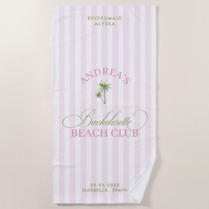 Retro Palm Tree Custom Name Beach Bachelorette Towel