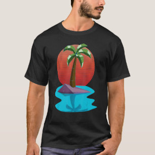 Retro Palm Tree Island Synthwave Sunset Paradise T-Shirt