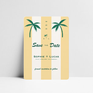 Retro Palm Tree Monogram Tropical Beach Wedding Save The Date