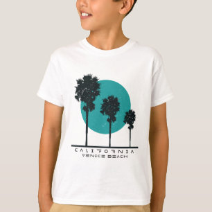 Retro Palm Tree Silhouette with Teal Sun – Minimal T-Shirt
