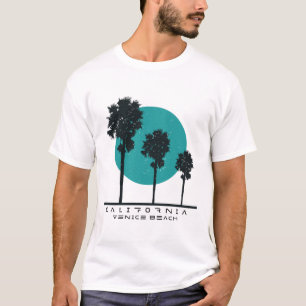 Retro Palm Tree Silhouette with Teal Sun – Minimal T-Shirt