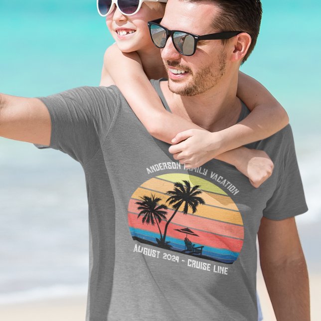 Retro Palm Tree Sunset Cruise Family Vacation  T-Shirt (Creator Uploaded)