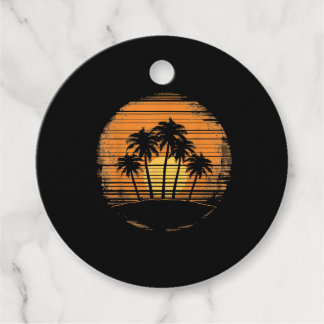 Retro Palm Tree Sunset Summer Beach Vintage Tropic Favour Tags