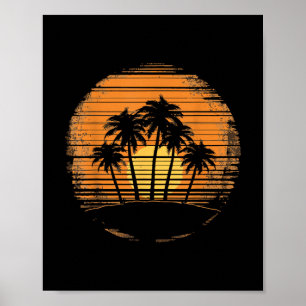 Retro Palm Tree Sunset Summer Beach Vintage Tropic Poster