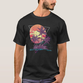 Retro Palm Trees Beach Sunset Tropical Summer T-Shirt