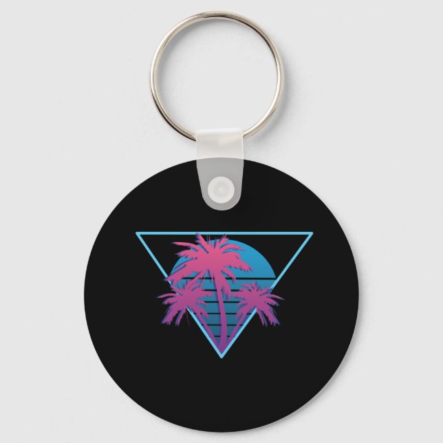 Retro Palm Trees Logo Key Ring (Front)