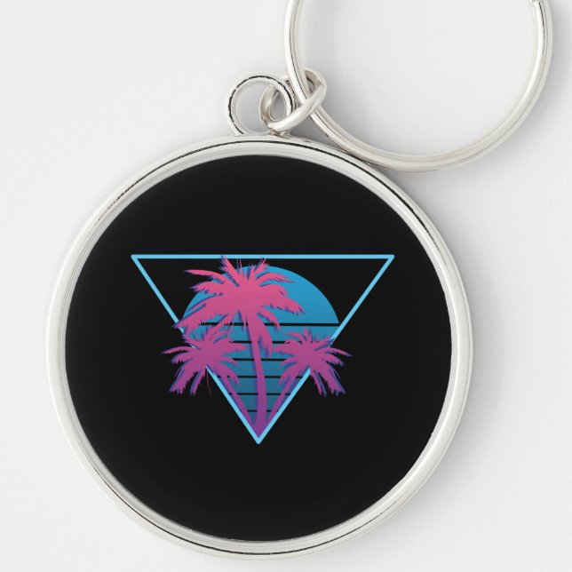Retro Palm Trees Logo Key Ring (Front)