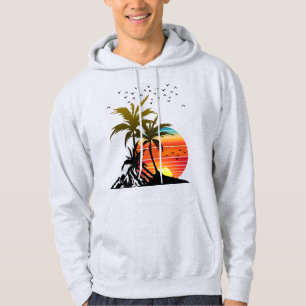 Retro Palm Trees Mountain Sunset Hoodie