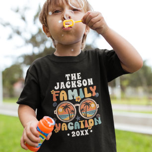 Retro palm trees sunglasses groovy family vacation T-Shirt