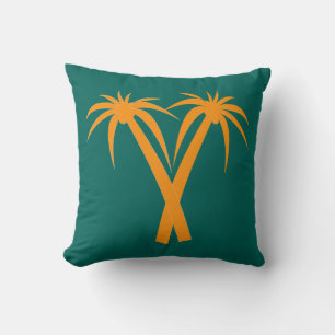Retro Palm trees tropical orange Cushion