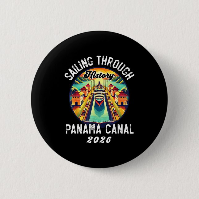 Retro Panama C Panama Waterway Sailing Cruising 20 6 Cm Round Badge (Front)