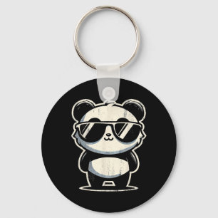 Retro Panda In Sungles Bbq Pool Party Funny Panda Key Ring