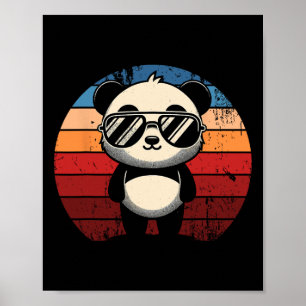 Retro Panda In Sungles Bbq Pool Party Funny Panda Poster