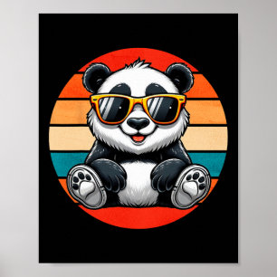 Retro Panda In Sungles Bbq Pool Party Funny Panda  Poster