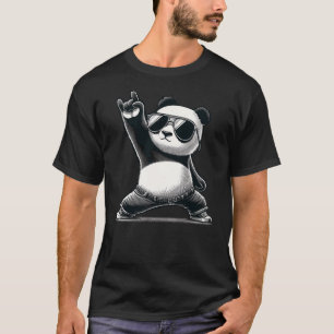 Retro Panda Rock Music Gift Men Kids Women Funny P T-Shirt