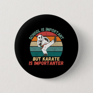 Retro Panda School Is Important Karate Is Importan 6 Cm Round Badge