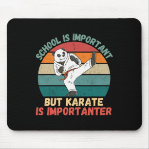 Retro Panda School Is Important Karate Is Importan Mouse Mat