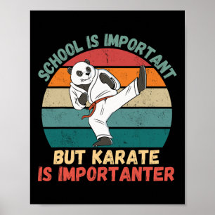 Retro Panda School Is Important Karate Is Importan Poster