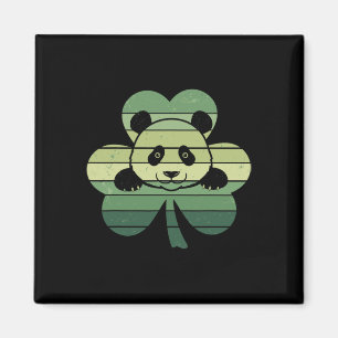 Retro Panda Shamrock Clover Patricks Day Womens Me Magnet