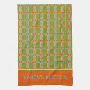 Retro Panels Personalised Tea Towel