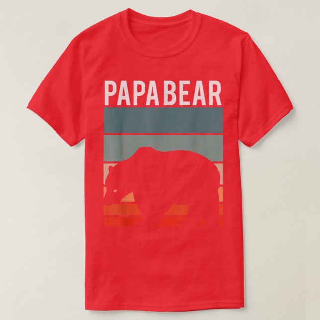 Retro Papa Bear Hiking Camping Lover New Dad Annou T-Shirt (Design Front)