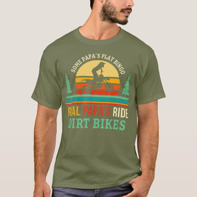Retro Papa Dirt Bike Gift Dad Dirtbike Gifts T-Shirt (Front)