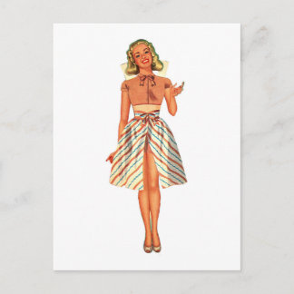 Retro Paper Doll Lady Postcard