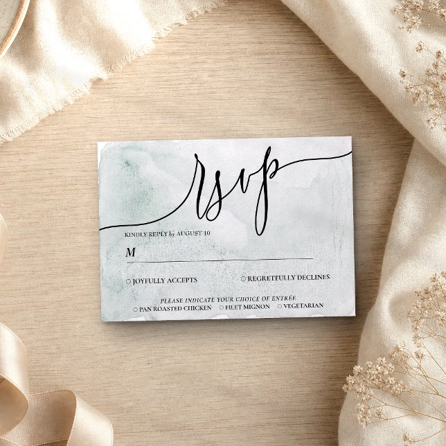 Retro Paper Greenery Simple Calligraphy Boho RSVP Card (Creator Uploaded)