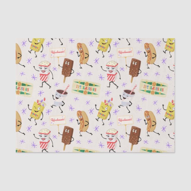 Retro Parading Snacks Let's All Go to a Party Tissue Paper (Front)