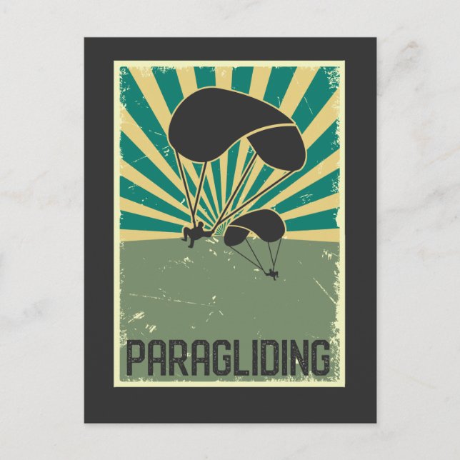 Retro Paragliding Art Flying Hobby Paraglider Postcard (Front)