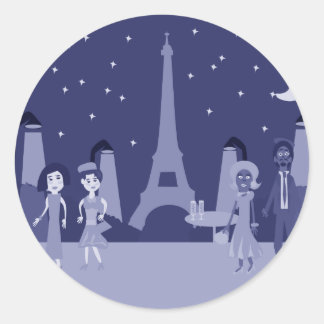 Retro Paris Classic Round Sticker