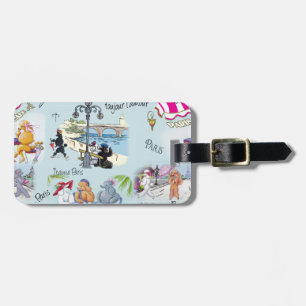 Retro Paris Poodle Collage Luggage Tag