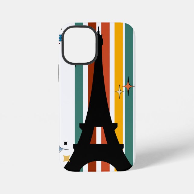 Retro Paris Vibes: Eiffel Tower Silhouette iPhone Case (Back)