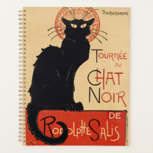 Retro Parisian Nightlife Red Cream Black Cat Planner