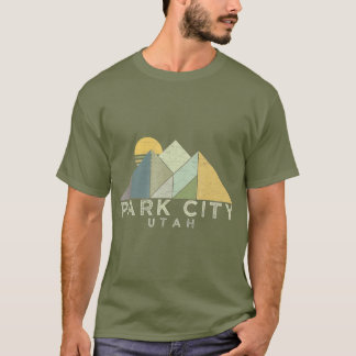 Retro Park City Utah  Distressed Hiking T-Shirt