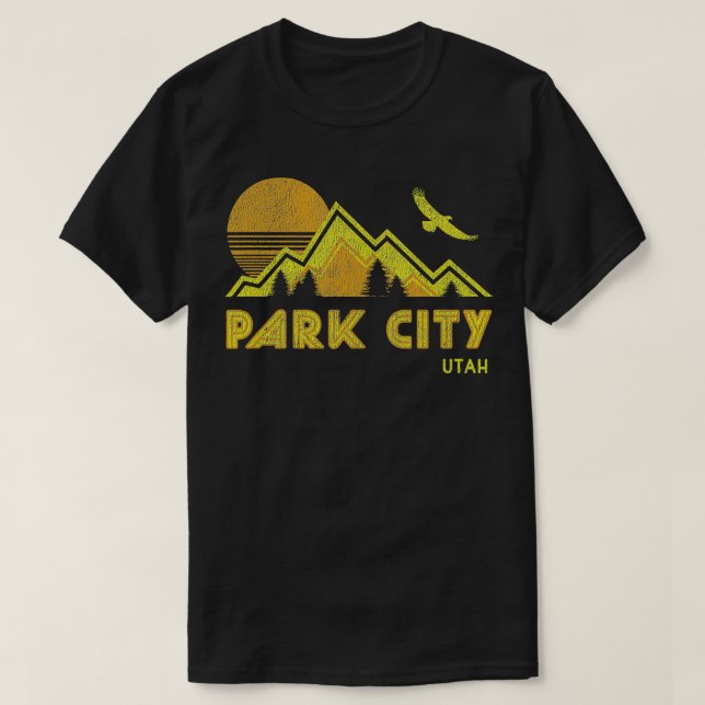Retro Park City Utah  Distressed Home  T-Shirt (Design Front)